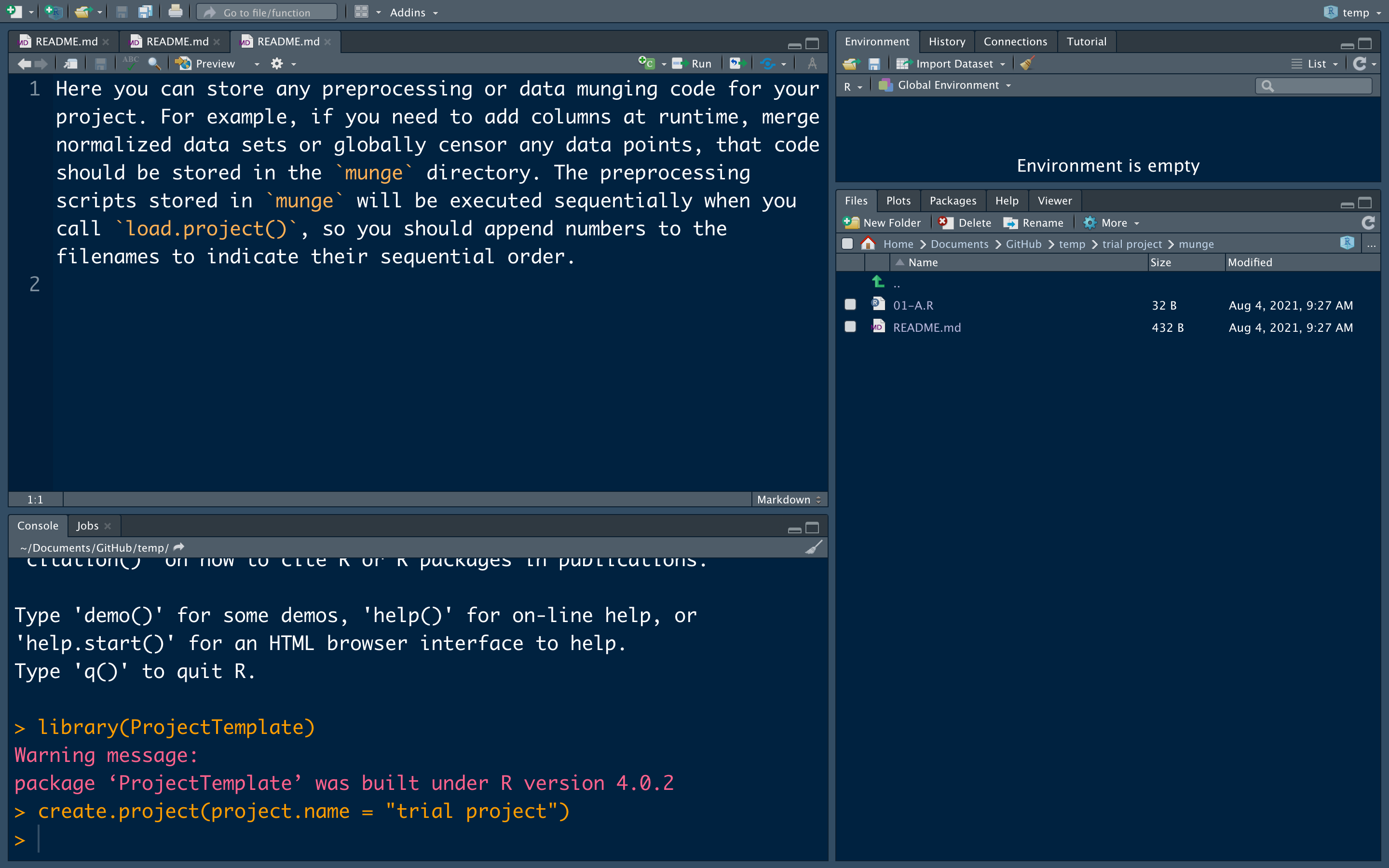 Read the README files to know what and where you can store your analyses and files